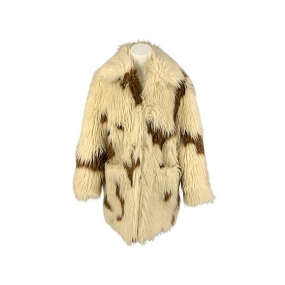 Zadig & Voltaire Women's Faux Fur Coat Long Sleeve White/Brown Size Small NWT - Picture 9 of 12